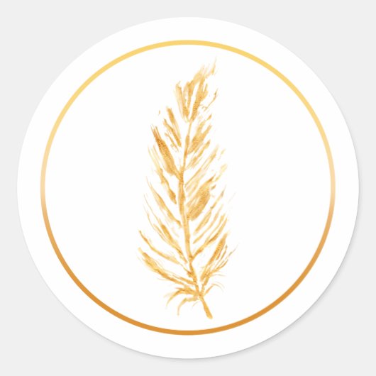 Geel Kleur Veer Tekening Ronde Sticker (Voorkant)