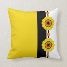 Geel kleurblok en bloemmotief