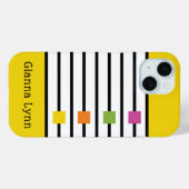 Geel Kleurblok Zwarte Strepen Monogram Case-Mate iPhone Case (Achterkant (horizontaal))
