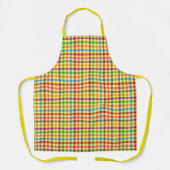 Geel Kleurig Gingham Plaid Patroon Schort (Voorkant)