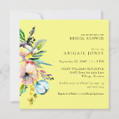 Geel Kleurrijk Bloemvierkant Vrijgezellenfeest Kaart (Voorkant)