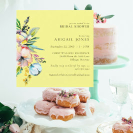 Geel Kleurrijk Bloemvierkant Vrijgezellenfeest Kaart