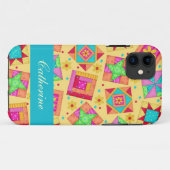 Geel Kleurrijk Patchwork Quiltblok Aangepast Case-Mate iPhone Case (Achterkant (horizontaal))