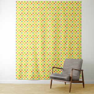 Geel Kleurrijk Regenboog Stippen Design Wandkleed
