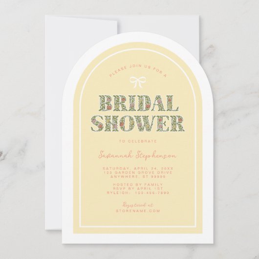 Geel Kleurrijke Bloemen Bruids Douche Uitnodiging (Voorkant)
