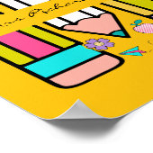 Geel Kleurrijke Leraar Cartoon Potlood Poster (Hoek)