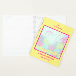 Geel Kleurrijke Paraplu's School Classroom Planner