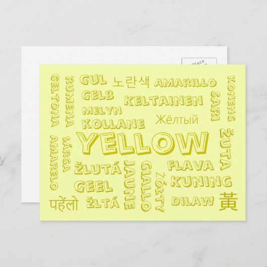 Geel - Kleurtalen op Briefkaarten (Voorkant / Achterkant)