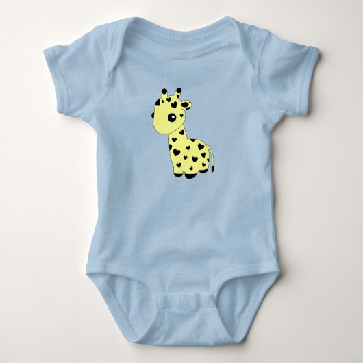Geel Knuffel Hart Liefde Giraffe Dier Romper (Voorkant)