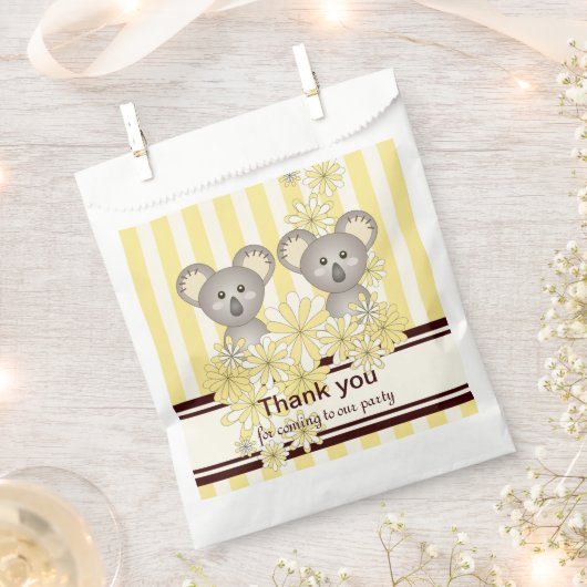 Geel Koala Twin Baby shower / Kinderen Verjaardag Bedankzakje (Geknipt)
