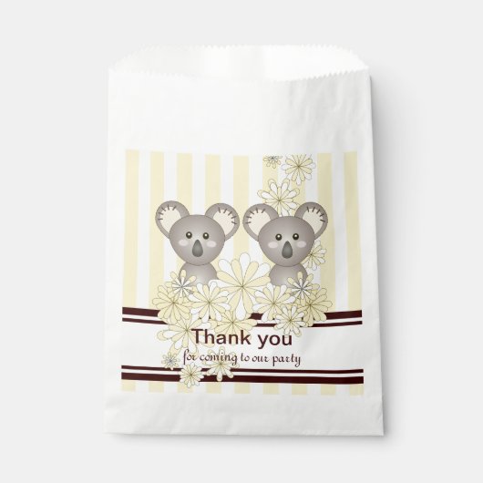 Geel Koala Twin Baby shower / Kinderen Verjaardag Bedankzakje (Voorkant)