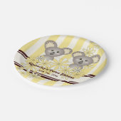 Geel Koala Twin Baby shower / Kinderen Verjaardag Papieren Bordje (Gekanteld)