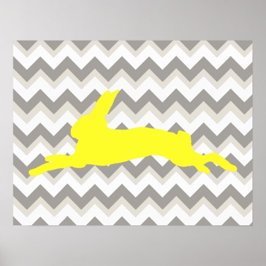 Geel konijn Silhouette op Chevron Stripes Poster (Voorkant)