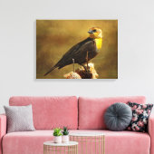 Geel-kopige Blackbird Stretched Canvas print (Insitu (Woonkamer))