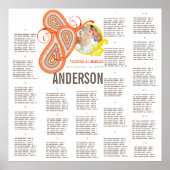 Geel koraal Aqua Mint Foto Weddenschap Grafiek Poster (Voorkant)