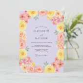 Geel Koraal Ranunculus Eucalyptus Bruiloft Kaart (Staand voorkant)