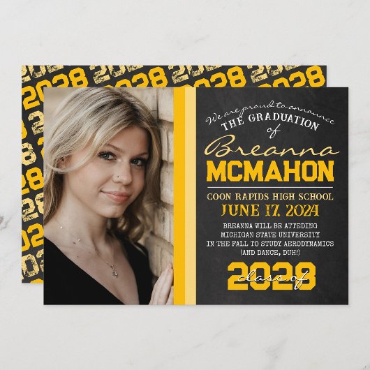 Geel krijtbord Foto Afstuderen Aankondiging