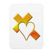 Geel kruis "3-D" met hart Magneet (Verticaal)