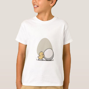 Geel Kuiken Rolt Reusachtig Ei Kinderen T-shirt