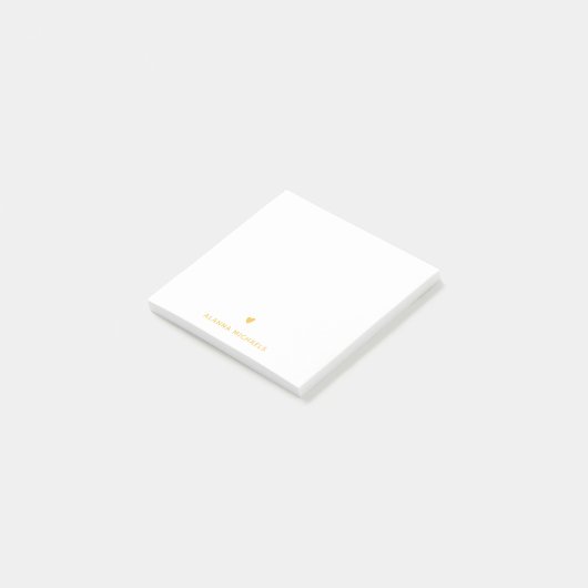  Geel Kute Heart en Naam Post-it® Notes (Schuin)