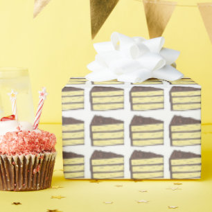 Geel laagje cake slice foodie bakken dessert cadeaupapier