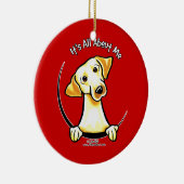 Geel lab alles over mij keramisch ornament (Rechts)