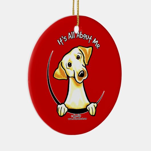 Geel lab alles over mij keramisch ornament (Rechts)