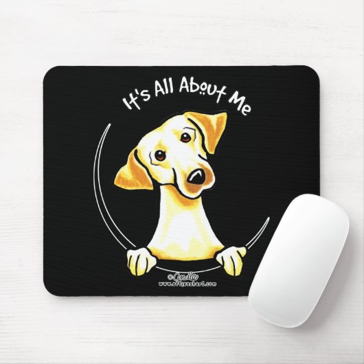 Geel lab alles over mij muismat (Met muis)