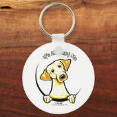 Geel lab alles over mij sleutelhanger (Voorkant)