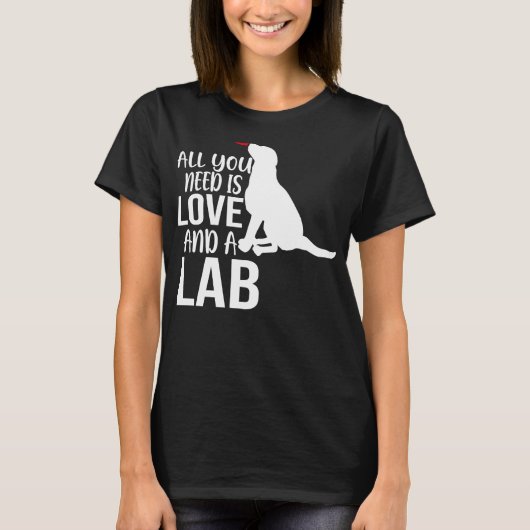 Geel lab Alles wat je nodig hebt is liefde en een  T-shirt (Voorkant)
