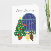 Geel Lab, Chocolade Lab Magische Nacht Kerstmis Feestdagen Kaart (Voorkant)