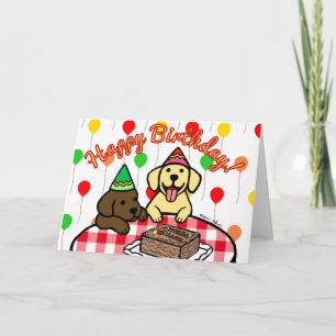 Geel Lab & Chocolade Lab Verjaardag Kaart