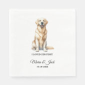 Geel Lab gepersonaliseerde huisdier bruiloft cockt Servet (Voorkant)