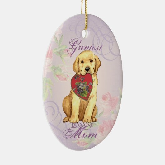 Geel lab Heart Mam Keramisch Ornament (Rechts)