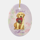 Geel lab Heart Mam Keramisch Ornament (Voorkant)
