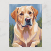 Geel Lab Hond Pet Painting Briefkaart (Voorkant)