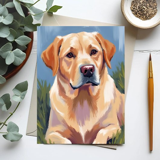 Geel Lab Hond Pet Painting Briefkaart