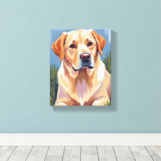 Geel Lab Hond Pet Painting Canvas Afdruk (Insitu (Houten vloer))