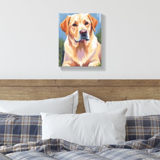 Geel Lab Hond Pet Painting Canvas Afdruk (Insitu (Slaapkamer))