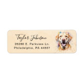 Geel Lab hond retouradreslabel Etiket (Voorkant)