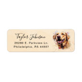 Geel Lab hond retouradreslabel Etiket (Voorkant)