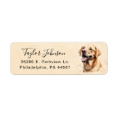Geel Lab hond retouradreslabel Etiket (Voorkant)