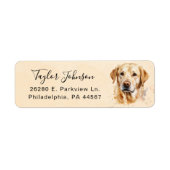 Geel Lab hond retouradreslabel Etiket (Voorkant)