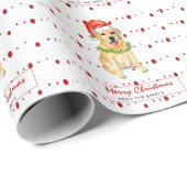 Geel lab in Santa hat Merry Kerstmis Cadeaupapier (Rol Hoek)