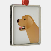 Geel lab - Labrador Retriever Breed Silhouette Metalen Ornament (Rechts)