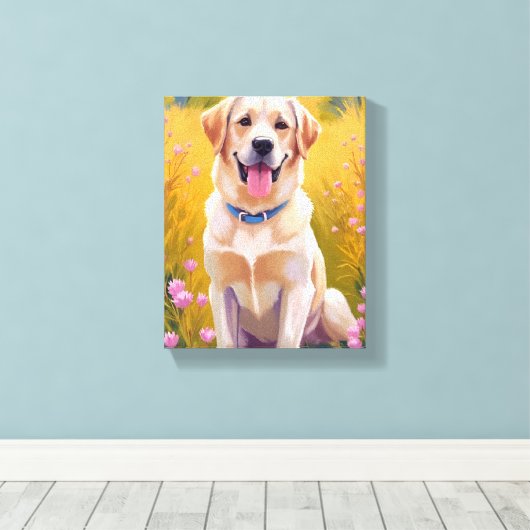 Geel Lab Labrador Retriever Hond Huisdier Schilder Canvas Afdruk (Insitu (Houten vloer))