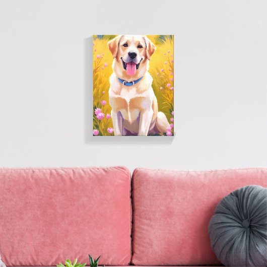Geel Lab Labrador Retriever Hond Huisdier Schilder Canvas Afdruk (Insitu (Woonkamer))
