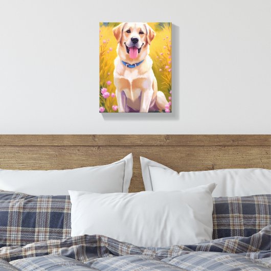 Geel Lab Labrador Retriever Hond Huisdier Schilder Canvas Afdruk (Insitu (Slaapkamer))