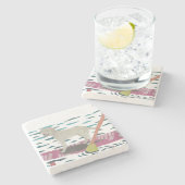 Geel lab, labrador Retriever, strand Dog Stenen Onderzetter (Zijkant)