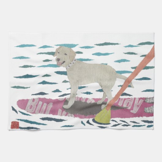 Geel lab, labrador Retriever, strand Dog Theedoek (Horizontaal)